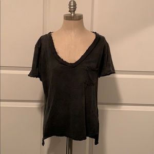 Distressed V-neck